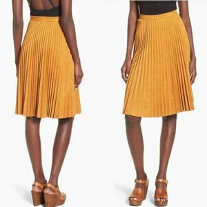 Faux Suede Pleated Skirt